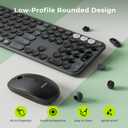 seenda Wireless Bluetooth Keyboard Mouse Combo, COE202 Retro Cute Round Keyboard, Silent Mouse, 3 Multi-Device Connection, Full Size Compatible for PC/Laptop/Mac/MacBook/iPad/Tablet, Black