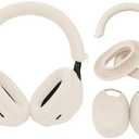 Adhiper 3Sets Silicone Sweat Case Cover for Sony WH-1000XM5 Headphones, Embody XM5 Earpad Cover/Ear Covers/Headband Cover Protector, Washable Sweatproof Soft Silicone Headphone Accessories（Off White）