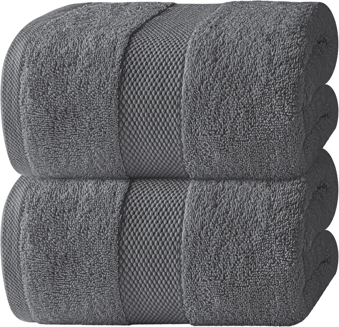White Classic Luxury Soft Bath Sheet Towels - 650 GSM Cotton Luxury Bath Towels Extra Large 35x70 | Highly Absorbent and Quick Dry | Hotel Quality Extra Large Bath Towels Oversized, Dark Grey, 2 Pack