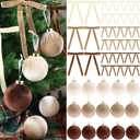 51 Pcs Christmas Velvet Ornaments 15 Pcs Christmas Tree Decor Balls 3.14" 36 Pcs Velvet Vintage Ribbon Bows 5/8" Wide 6 * 8" for Xmas Tree Hanging Decorations Home Indoor Decor (Brown Color Mix)