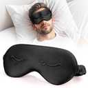 Uamector Silk Eye Mask for Sleeping, Adjustable & Super Soft Sleep Mask, Breathable Blindfold for Men & Women, Perfect Light Blocking for Night, Travel, Nap, Yoga, and Meditation (Black)