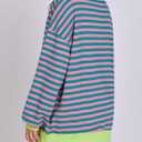 Women Striped Oversized Sweatshirt Long Sleeve Crewneck Hoodies Shirts 2024 Fall Pullover Top Trendy Preppy Clothes (L)