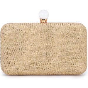 Emprier Straw Clutch Purse for Women Raffia Crossbody Handbags Summer Woven Purses Envelope Handbag (Light Khaki)