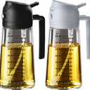 TrendPlain 16 Oz/470 Ml Glass Olive Oil Sprayer For Cooking 2 In 1 Olive Oil Dispenser Bottle For Kitchen Gadgets And Air Fryer Accessories, Salad, BBQ - Black & Ash