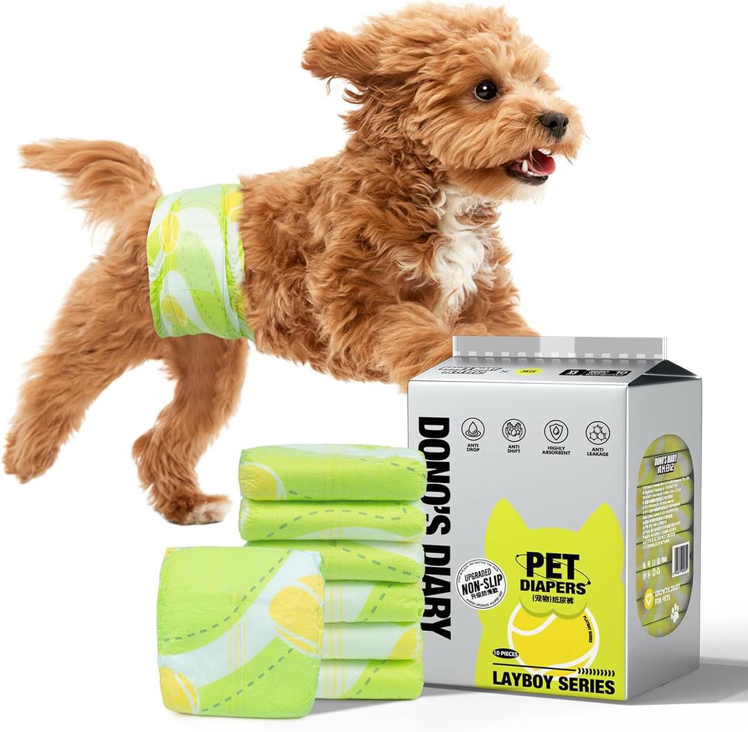 Dono Dog Diapers Male 60ct, Disposable Non-Slip Male Dog Wraps, Super Absorbent Puppy Diapers with Rapid-Dry Technology, Wetness Indicator, Leak-Proof Doggie Pampers, X-Small