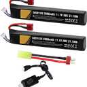 11.1V airsoft batteries 30C 2800mAh lipo battery airsoft T Plug with USB Charger T Plug to Mini Tamiya Cable Rechargeable Batteries for Airsoft gun Model splatrball gel blaster accessories-2pcs