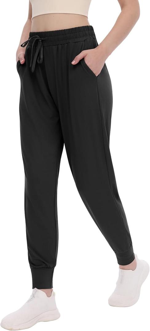 TNNZEET Women's Joggers with Pockets - High Waisted Sweatpants Tapered Leg Drawstring Lightweight Athletic Pants, XXL