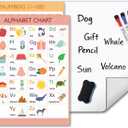 COMIX Magnetic Dry Erase Board, Magnetic Alphabet Chart, 1-100 Number Chart for Kids, 26" x 17" Adhesive White Board with 4 Marker for Kids at Home Student Classroom