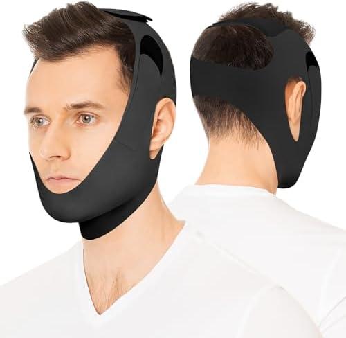 Anti Snore Chin Strap for CPAP Users, Snore Stopper with Adjustable Velcro, Chin Strap for Sleeping Comfortable Stop Snoring Solution, Anti Snoring Devices Breathable and Reusable, M
