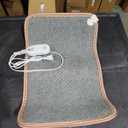 Electric Heated Floor Mat Under Desk for Office and Home - 19.7x11.8in Foot Warmer, 10 Temperature Settings, 3 Timer Options, Energy-Efficient Graphene Heating, Wood Stripe, Ideal Winter Comfort