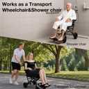 Wheelchair for Adults,Transport Wheelchair Lightweight Foldable for Seniors - Portable Travel Chair with Telescopic Handle, Portable Travel Transfer Wheel Chairs with All-Terrain PU Wheels, Blue
