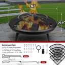 Fire Pit Spark Screen,36 Inch Fire Pit Screen Cover Outdoor with Handle & Poker, Heavy-Duty Steel Firepit Screens Cover Round Mesh Replacement for Backyard/Beach/RV Camping