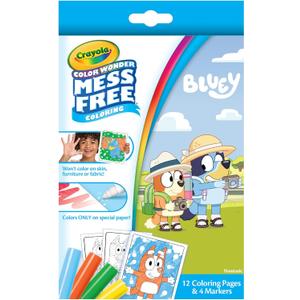 Crayola Bluey Color Wonder Mini Box Set, 12 Coloring Pages & 4 Mess Free Markers, Toddler Coloring, Gift for Girls & Boys, 3+