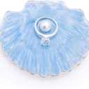 LARAINE Jewelry Tray Ring Display Holder Mermaid Trinket Dish Home Decorative Plate For Earrings Necklace Bracelet Organizer Display (Pearl Blue)