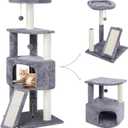 45in Cat Tree Tower with Big Condo for Indoor Kitten,Cat Tower with Scratching Post,Scratching Board and Cat Toys,Multi-Level,Small Space,Transformer Cat Tree, Grey(New)