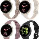 Slim Silicone Watch Bands Compatible with Garmin Vivoactive 6/ Vivoactive 5/Vivoactive 3/Venu Sq/Venu 2 Plus/Forerunner 165/55/245 Music, 20mm Thin Soft Narrow Sport Strap for Women (4 Pack)
