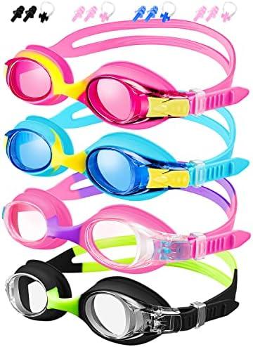 XDX Kids Swim Goggles 4-14, 4 Pack for Boys and Girls, Anti-Fog With UV Protection