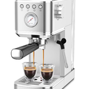 CHULUX Slim Espresso Machine with Milk Frother, 20 Bar Professional Italian Pump Espresso Coffee Machine for Home Cappuccino & Latte Maker, Stainless Steel, Silver