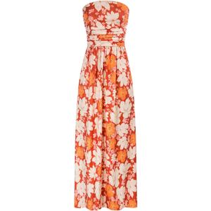 GRACE KARIN Women Strapless Casual Loose Ruched Long Maxi Dress with Pockets (Small, Apricot Flower)