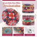 Nuogo 12 Pcs Bohemian Floor Cushions Bulk 15 Inch Boho Floor Sitting Meditation Pillows Yoga Mandala Meditation Pouf for Living Room Balcony Office Tatami(Round)
