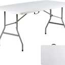 6 Foot Folding Table 6ft Foldable Portable Plastic Tables for Party, Fold-in-Half Heavy Duty Table, 6 Utility Dining Card Long Table, Indoor Outdoor Fold up for Picnic, Camping, White, Large