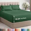 Extra Deep King Sheet Set - 4 Piece Breathable & Cooling Bed Sheets - Easily Fits 18 to 24 inch Mattress - Ultra Soft, Wrinkle & Fade Free w/ Extra Deep Pockets - Hotel Luxury Bedding - Emerald Green