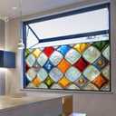 Stained Glass Window Film Home Decorative Privacy Window Film 39.317.7 Inches for Glass Door Home and Office Bedrooms PVC Static Cling Sticker