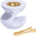 Bakhoor Burner Frankincense Resin Incense Burner for Charcoal with Tong, for Yoga Spa Aromatherapy Meditation, Home Office Decor (White)