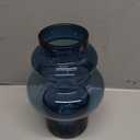 Clear Blue Bubble Glass Flower Vase, Modern Boho Ins Style Vase for Hydroponic Plants Bouquet, for Home Room Office Book Shelf Wedding Table Decor (W 6" X H 9.4")