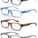 MODFANS 4 Pack Plastic Frame Spring Hinges Reading Glasses Vintage Quality Comfort for Men and Women +1.00