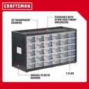 CRAFTSMAN Storage Organizer, 30 Small Drawer Modular Storage System, Easily Stackable, Plastic, Black, White (CMST40730)