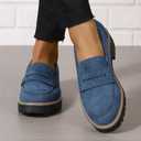 Womens Loafers Shoes Platform Chunky Penny Loafer Lug Sole Comfortable Slip On Work Office Business Casual Dress Shoes, Size 42 