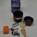 Camping Cookware Set, Portable Camping Mess Kit with Non-Stick Pots, Pans Set and Folding Fork, Lightweight Backpacking cookware Cooking Set for Outdoor/Camping/Hiking/Picnic (9pcs, Orange)