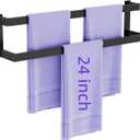 Double Towel Bar, 24 Inch Towel Rack for Bathroom Wall Mounted, Stainless Steel Towel Holder, Double Towel Rod Towel Rail Hanger for Wall, Modern Home Decor Hand Towel Holder, Matte Black