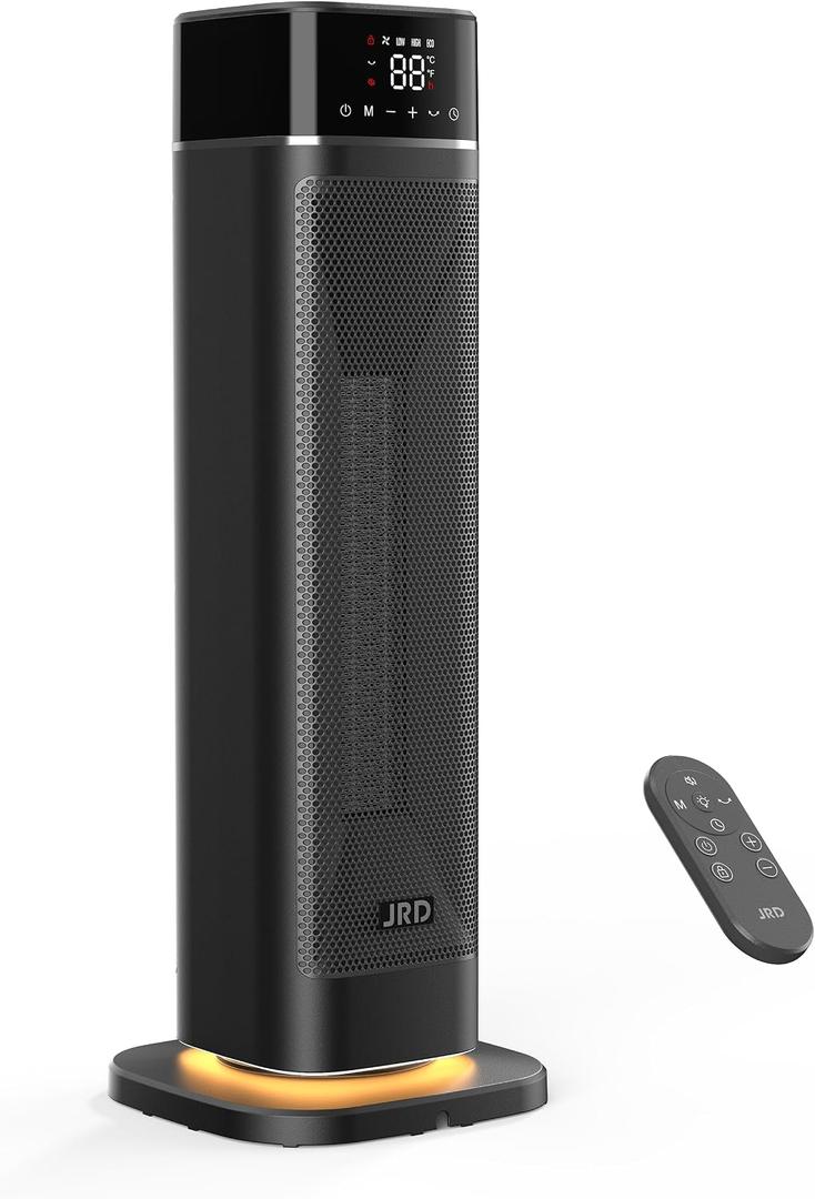24" Heater Portable with Remote, Light, Oscillation,Mode, for Indoor