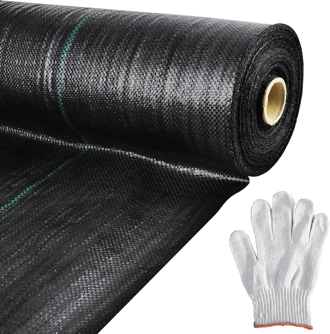 Mupera 3x300FT Weed Barrier Fabric - 3.8oz Pro Grade, Black Ground Cover, UV-Resistant Woven PP Fabric for Driveway/Garden, Commercial Strength, No Weeds
