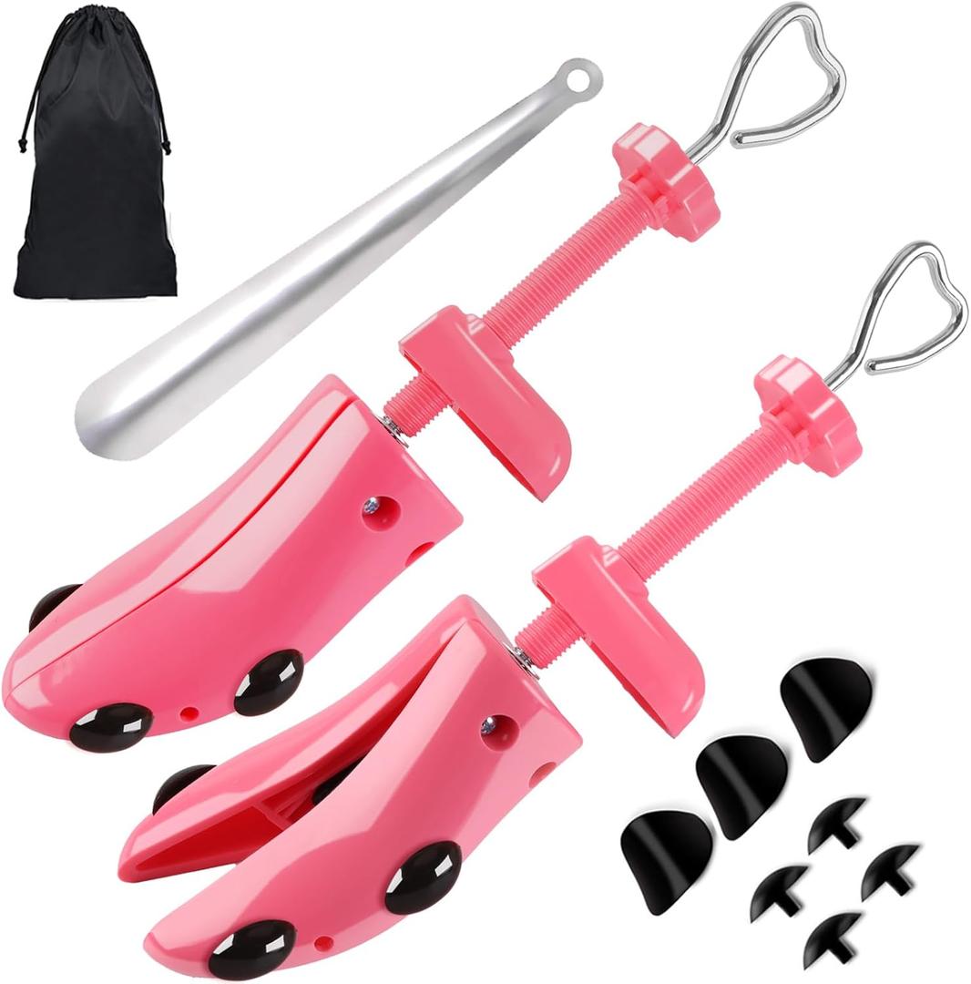 LANNEY Shoe Stretcher for Women & Men Wide Feet - Premium Shoe Expander Widener Stretch Length Width (S, For Women US Size 5.5-10, Pink)