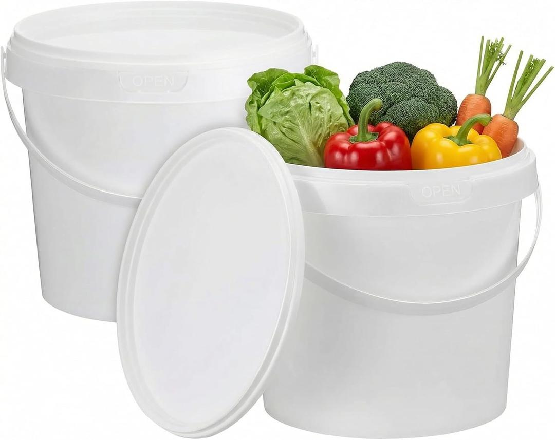 HEMOTON White Plastic Pail 2pcs White Plastic Bucket with Handle Lid 2L Industrial Paint Pail Container Bucket Pigment Buckets Empty Paint Can for Storage Fish Water