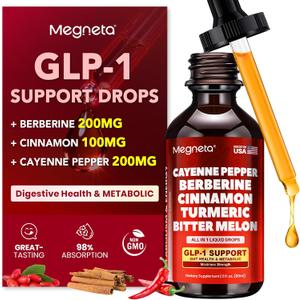 Berberine With Ceylon Cinnamon Liquid Drops With Cayenne Pepper, 2 fl oz | Boost GLP-1, Supports Gut Health, Digestion, Antioxidant & Immune Support, Non-GMO & Gluten-Free