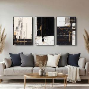 large wall art 3 Panel Framed abstract wall art 24x36 Modern Industrial artwork for walls with High Definition Prints and Metal Frame, pictures for Living Room, Bedroom, Stair, Dining Room, 24" W x 36" H x 3Pcs