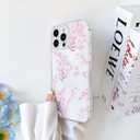 2 x NITITOP Compatible with iPhone 13 Pro Case Cute Clear Flower Floral Artistic Design for Women Girls Stylish Slim Soft TPU Shockproof Protective Girly Phone Cover - Pink