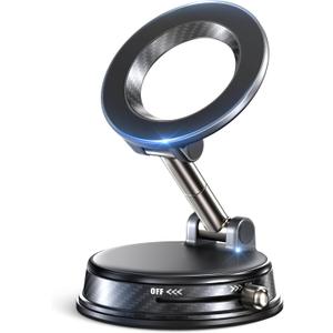 2026 Upgraded Vacuum Magnetic Car Phone Holder, 85LBS Strongest Suction & 2600gf Magnetic for Magsafe Car Mount, 360° Adjustable Foldable Cell Phone Holders for Your Car for iPhone 17 Pro Max 16 15