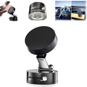 Foldable Magnetic Vacuum Phone Holder, 360 Electric Suction Car Mount, Double-Sided Swivel Stand for Car, Mirror, Gym, Kitchen, Hands-Free Portable Phone Holder (Black)