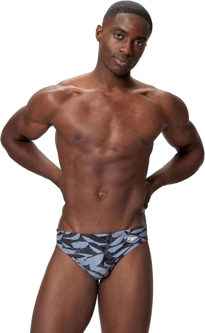 Speedo Mens Swimsuit Brief Eco Flex 2 Outseam Beachstar (Whale Whale Anthracite), Size  32