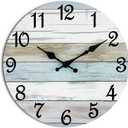 CHYLIN Wall Clock, Silent Non Ticking Battery Operated, Rustic Coastal Country Clock Decorative for Bathroom Kitchen Bedroom 8" (B-white,brown,blue)