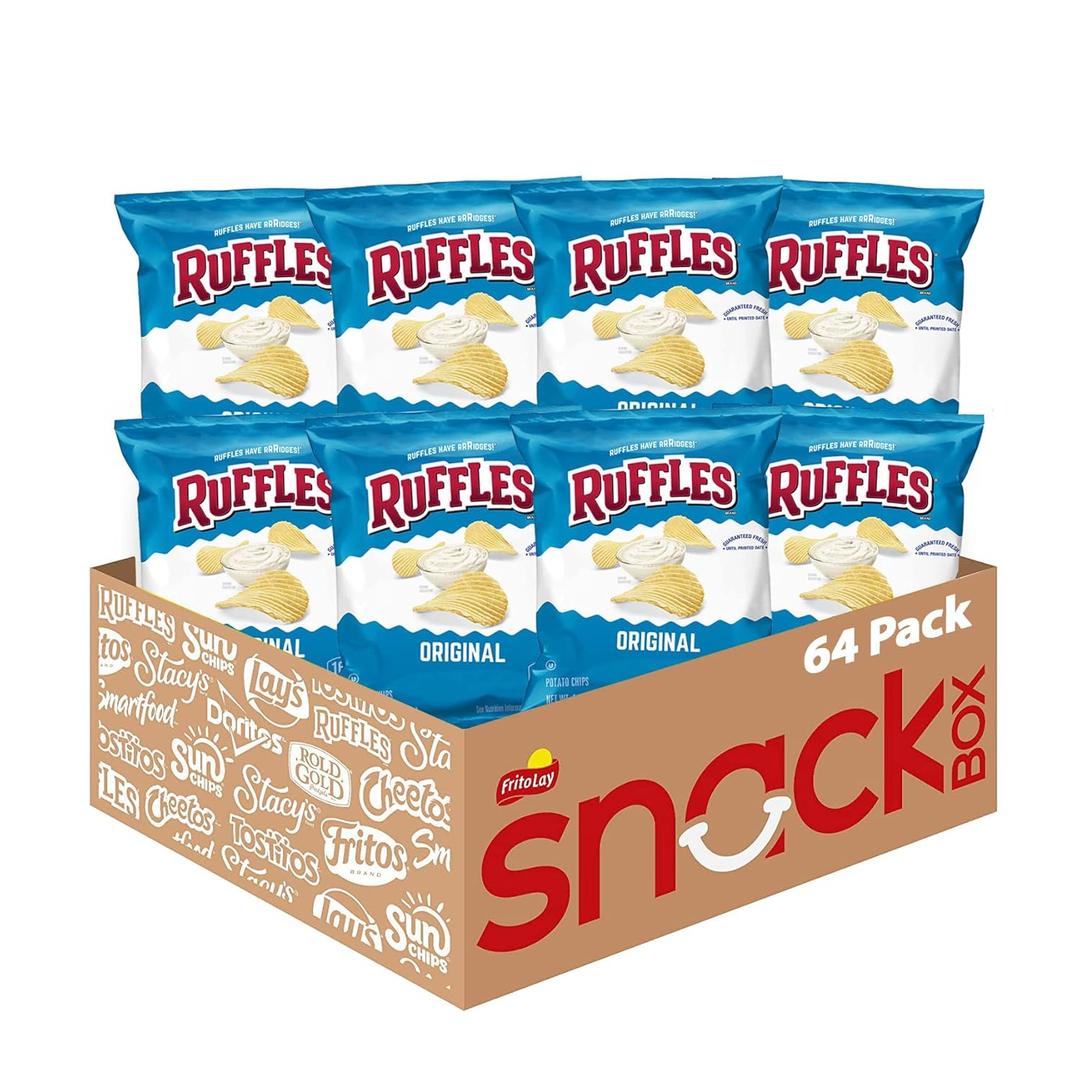 Ruffles Original Potato Chips, 1.5 Ounce (Pack of 64), Exp date: 14/JUL/2026