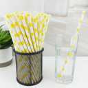 YAOSHENG Premium Disposable Drinking Fruit Paper Straws, Pack 100 Lemon Paper Straws for Cocktail Party Supplies,Birthday,Bridal/Baby Shower,Juice,Shakes (Lemon)