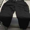 FOURSTEEDS Women's Mid Rise Drawstring Elastic Waist Multi-Pocket Outdoor Sport Cotton Camping Hiking Cargo Pants (X-Large, #776 Black)