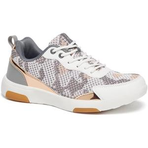OrthoComfoot Women's Orthopedic Walking Shoes with Arch Support: Soft Supportive Shoes for Plantar Fasciitis, Comfortable Casual Lace Up Platform Sneakers for Cute Dressy Grey/White Size 9