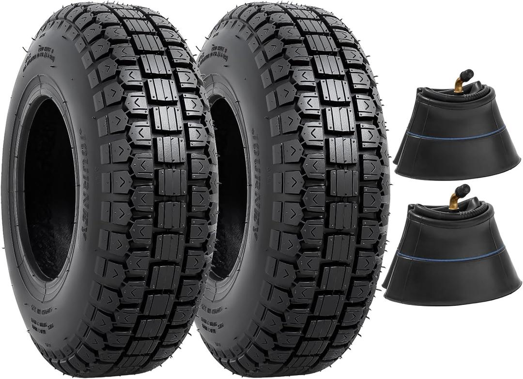 4.10/3.50-6 Tires and Heavy Duty Inner Tubes for 4 Wheelers ATV,Quad Lawn, Mower, Wheelbarrows, Go Kart,Snow Blower, Tractors, Hand Trucks, Trolleys, Mini Bike Tires and Tubes (2 Pcs)